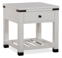 Table de bout moderne Harper de 24 po avec rangement et tablette - pin blanc