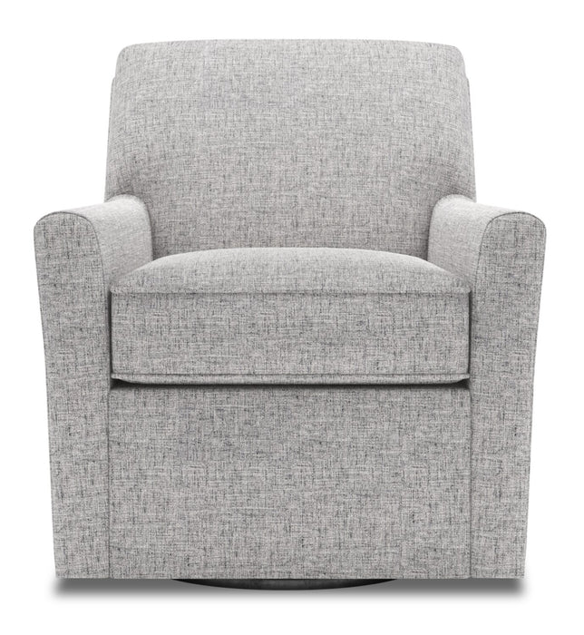 Fauteuil d’appoint pivotant Sofa Lab personnalisable de 31 po fabriqué au Canada en tissu d’apparence lin - gris Luna Domino