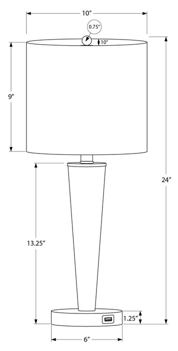 Ensemble 2 lampes de table de 24 po en métal noir avec recharge USB