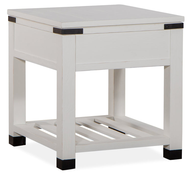 Table de bout moderne Harper de 24 po avec rangement et tablette - pin blanc