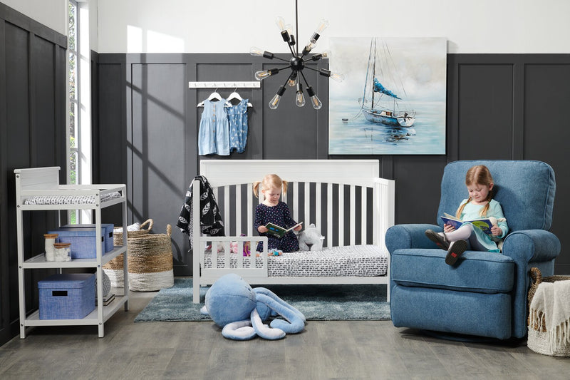 Fauteuil pivotant, coulissant et inclinable Bevin de 34,4 po en tissu de chenille - bleu