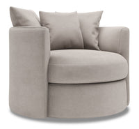  Fauteuil d’appoint pivotant Nest de Sofa Lab de 41 po fabriqué au Canada en tissu d’apparence lin - gris Pax Slate 