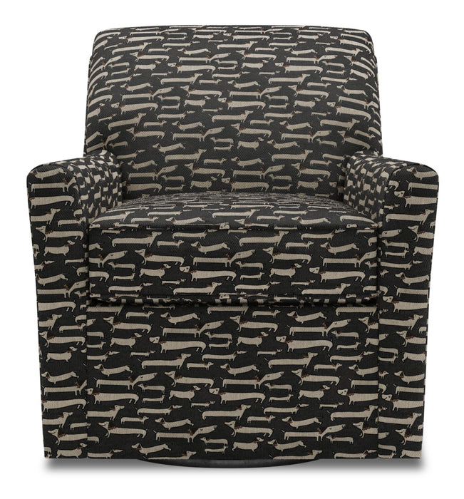 Fauteuil d’appoint pivotant Sofa Lab personnalisable de 31 po fabriqué au Canada en tissu - Peppercorn multicolore