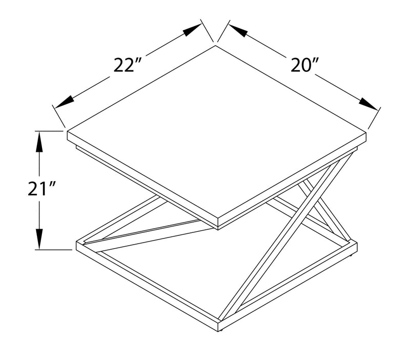Table de bout moderne Verona de 22 po - imitation de marbre blanc avec base en métal noir