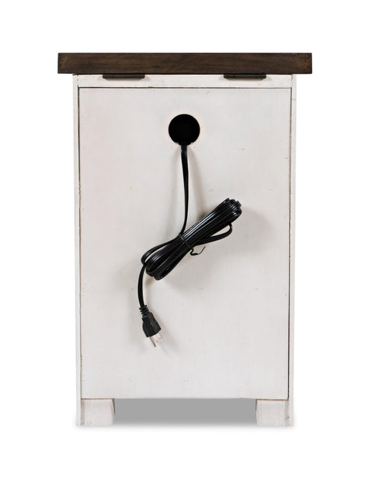 Table de fauteuil rustique Morgan de 16 po avec rangement - blanche avec bois recyclé