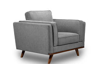  Fauteuil Kassia de Kort & Co. de 40,9 po en tissu d’apparence lin avec base et pattes en bois - gris