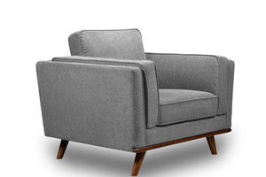 Fauteuil Kassia de Kort & Co. de 40,9 po en tissu d’apparence lin avec base et pattes en bois - gris