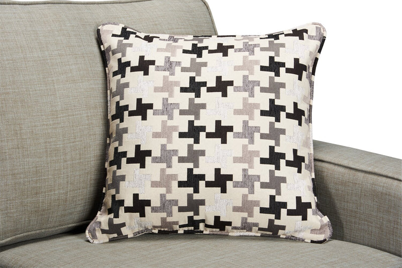 Causeuse Sawyer de 57 po fabriquée au Canada en tissu d’apparence lin avec coussins réversibles et coussins décoratifs - gris clair