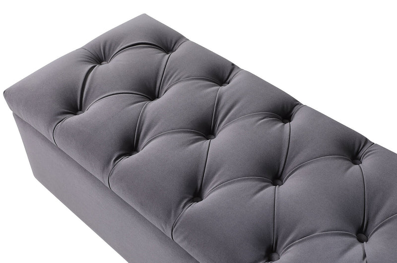 Banc de rangement Sage de 57 po - velours gris