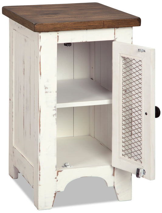 Table de fauteuil rustique Benjy de 14 po avec rangement - bois deux teintes