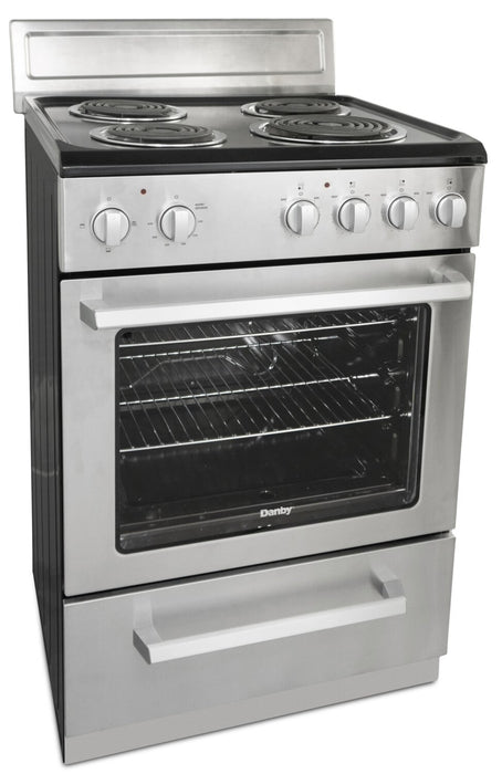 Cuisinière électrique Danby de 2,5 pi³ de largeur compacte de 24 po et à 4 brûleurs - acier inoxydable - DERM240BSSC