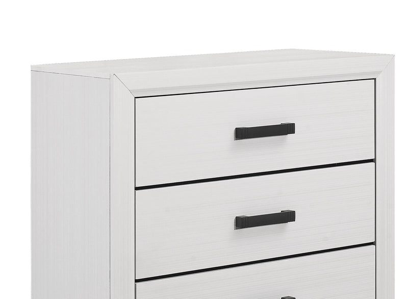 Commode verticale Kate de 31,1 po (L) x 50,4 po (H) à 5 tiroirs pour la chambre à coucher - blanche