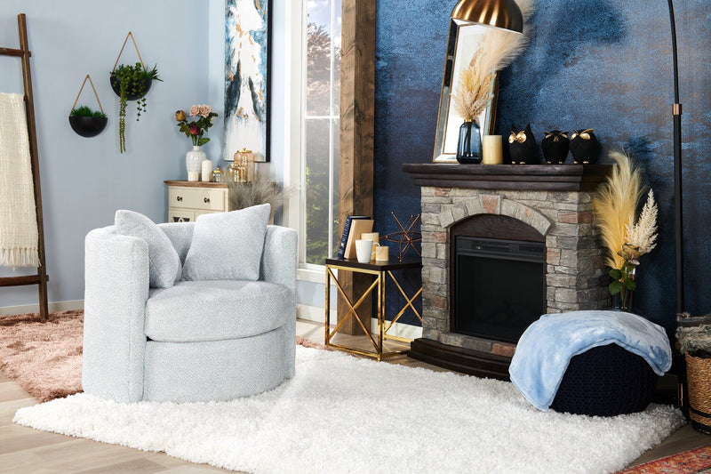 Fauteuil d’appoint pivotant Cuddler Petite de 36 po fabriqué au Canada en tissu de chenille - gris Teddy Star