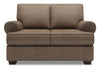 Causeuse personnalisable Roll de Sofa Lab de 64 po fabriquée au Canada en tissu d’apparence lin avec accoudoirs enroulés - brun Luna Praline