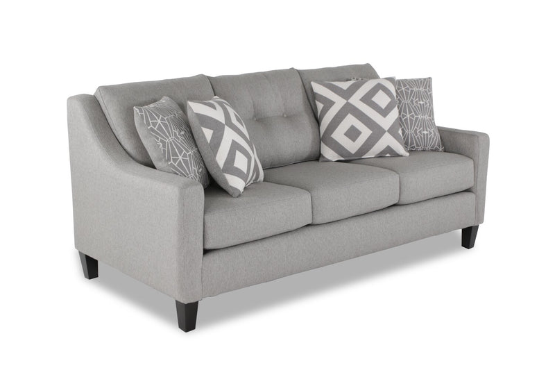 Sofa Kylie de Cindy Crawford Home de 78 po fabriqué au Canada en tissu d’apparence lin avec pattes en bois - gris Zeus