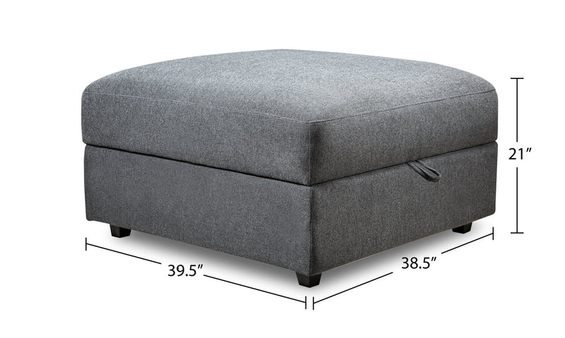 Pouf de rangement modulaire Evolve de Scott Living de 39,5 po en tissu d’apparence lin avec coussin en duvet et plumes - gris anthracite