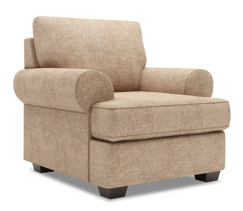 Fauteuil Roll de Sofa Lab personnalisable de 42 po fabriqué au Canada en tissu de chenille avec accoudoirs enroulés - taupe Luxury Taupe