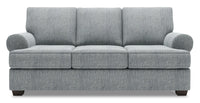  Sofa-lit Roll de Sofa Lab de 86 po fabriqué au Canada en tissu d’apparence lin avec accoudoirs enroulés - gris Luna Pewter 