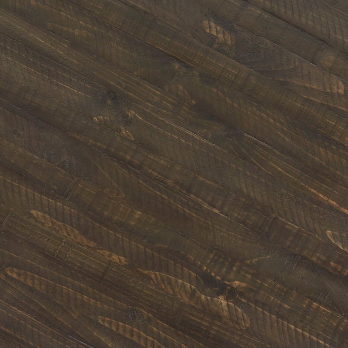 Table à café ronde traditionnelle Bellamy de 40 po - pin brun foncé avec base en bois à volutes