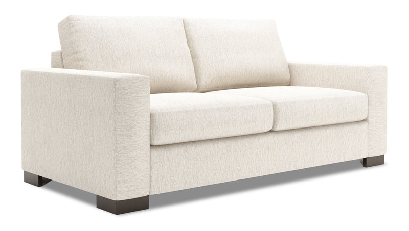 Sofa personnalisable Track de Sofa Lab de 75 po de format condo fabriqué au Canada en tissu de chenille avec accoudoirs rectilignes - beige Luxury Sand