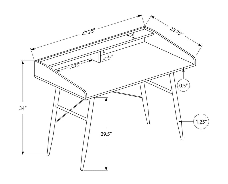 Bureau Jeremy de 47,25 po avec petite crédence - gris