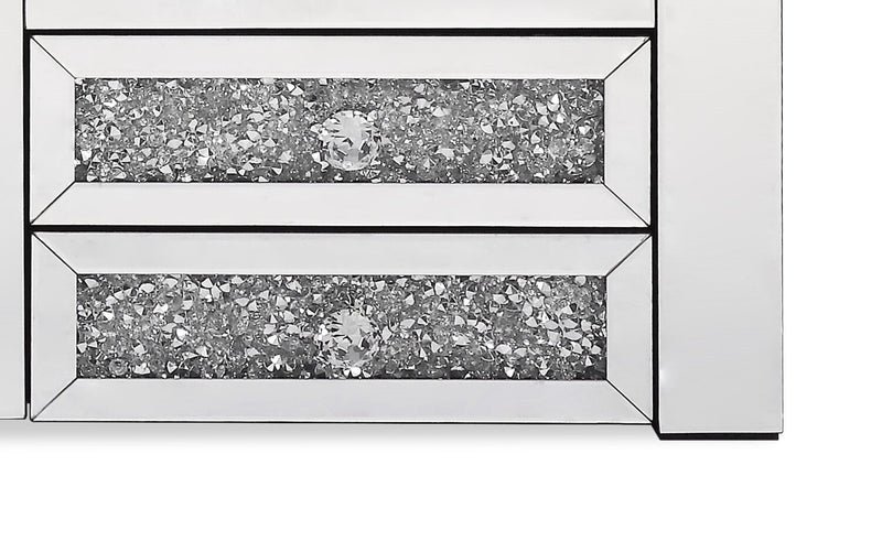 Meuble audio-vidéo somptueux Oakley 3 pièces de 98.5 po avec rangement et système de gestion des câbles pour téléviseurs jusqu’à 65 po - argenté