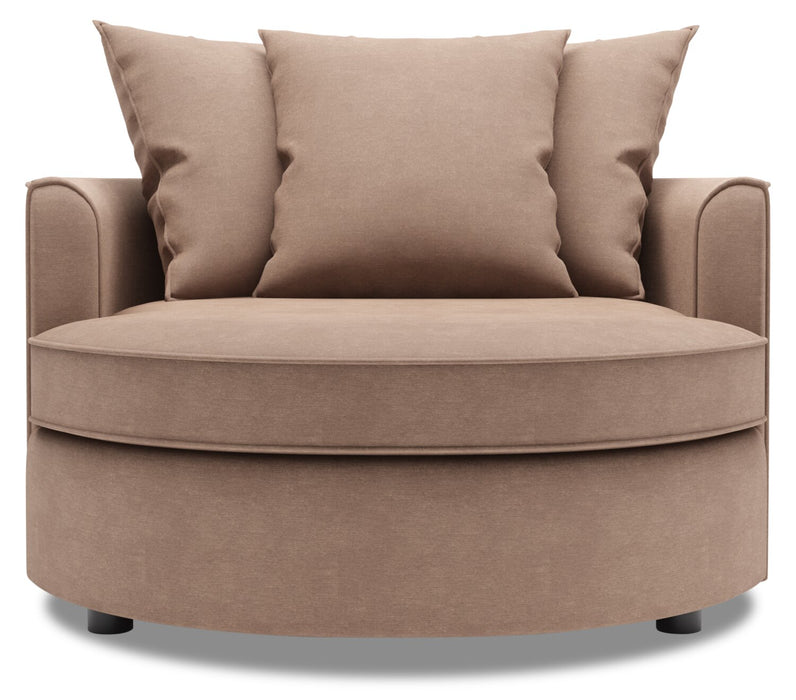 Fauteuil d’appoint enveloppant Sofa Lab personnalisable de 48 po fabriqué au Canada en tissu d’apparence lin - brun Pax Wicker