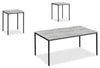 Ensemble 3 tables modernes Easton de 42 po (table à café et 2 tables de bout) - grise avec pattes en métal noir
