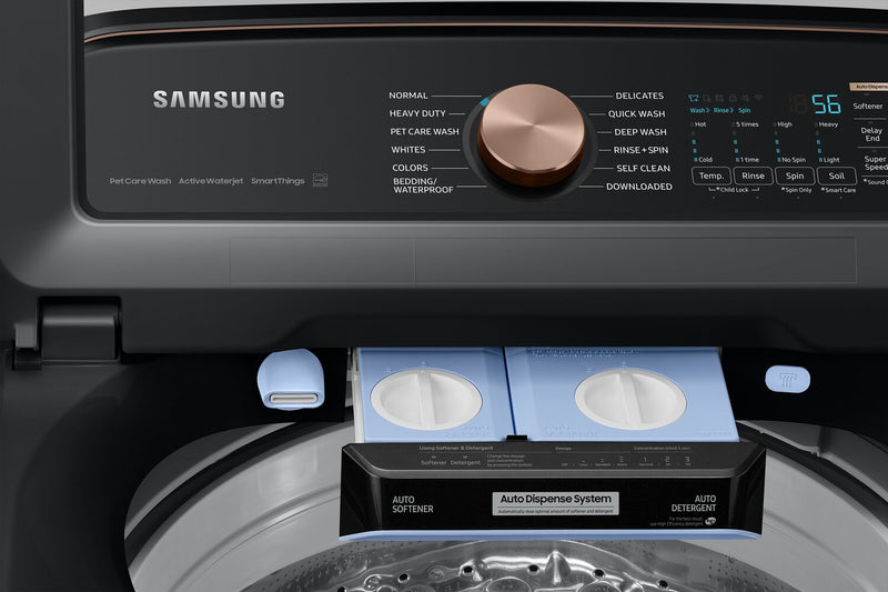 Laveuse haute efficacité Samsung à chargement par le haut de 6,2 pi³ - acier inoxydable noir - WA54CG7550AVA4