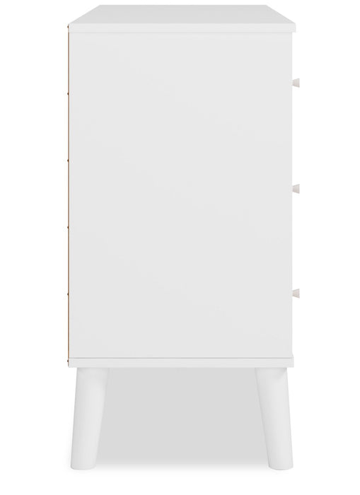 Commode moderne du milieu du 20e siècle Wolf de 59 po (L) x 33,9 po (H) à 6 tiroirs pour la chambre à coucher - deux teintes, blanc et naturel