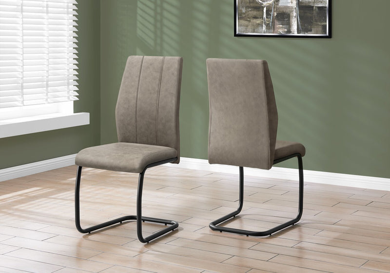 Chaise de salle à manger Heath en tissu de cuir végétalien et en métal - taupe