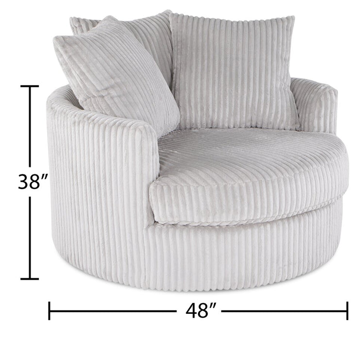 Fauteuil d’appoint Cuddler Grande de 48 po fabriqué au Canada en tissu de chenille - gris Groove Mist