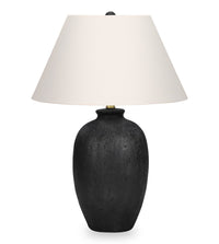 Lampe de table de 24 po en céramique texturée noire avec abat-jour ivoire