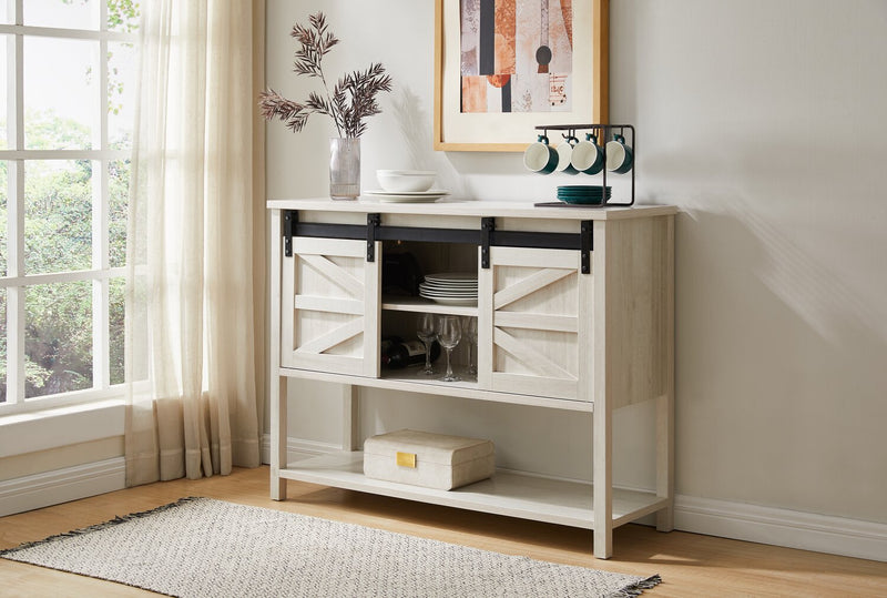 Armoire décorative Corbin de 47,25 po avec portes de grange coulissantes - chêne blanc