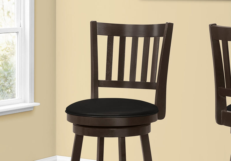 Tabouret bar Rory en tissu de cuir végétalien avec siège pivotant - brun