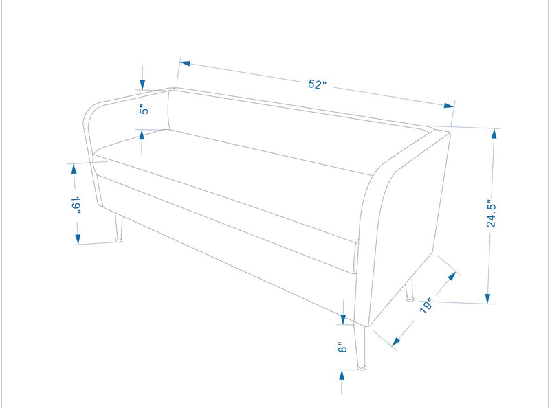 Banc Cass de 52 po - velours noir avec pattes dorées