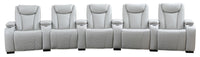  Sofa sectionnel à inclinaison électrique Cinema 6 pièces en apparence cuir avec appuie-têtes électriques - gris brume cosmique