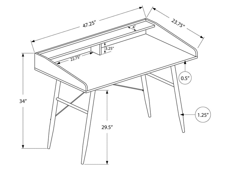 Bureau Jeremy de 47,25 po avec petite crédence - blanc