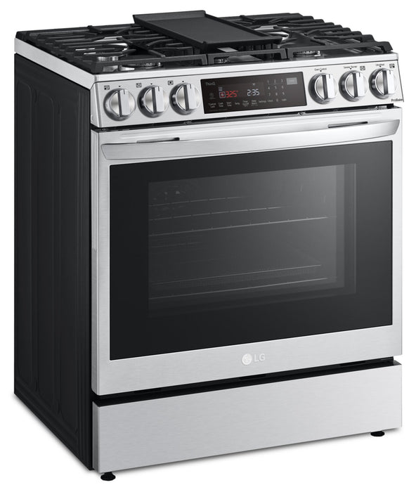 Cuisinière intelligente à gaz LG de 6,3 pi³ avec hublot InstaViewMD et convection ProBake ConvectionMD - acier inoxydable Smudge-ProofMD - LSGL6335F