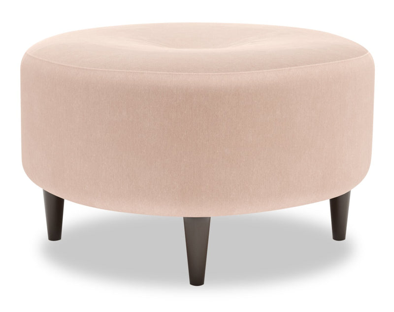 Pouf personnalisable The Curve de Sofa Lab de 31 po fabriqué au Canada en tissu d’apparence lin - rose Pax Rose