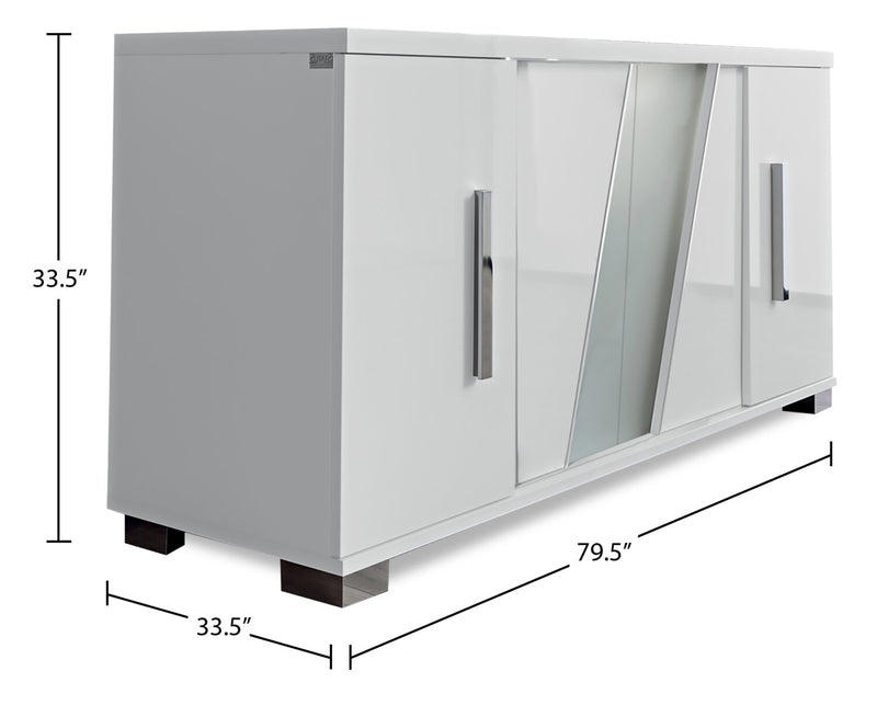 Desserte de salle à manger Raia avec rangement - fabriquée en Italie, moderne, 79,5 po (L) - blanche