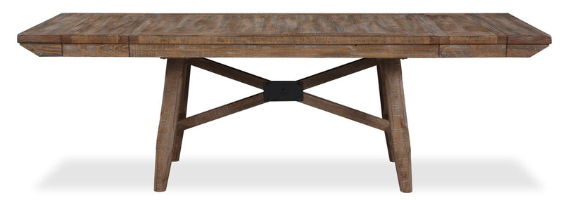 Ensemble de salle à manger Cedar 5 pièces en pin avec table de 72,07 po (L) avec base à tréteaux et 4 chaises - brun