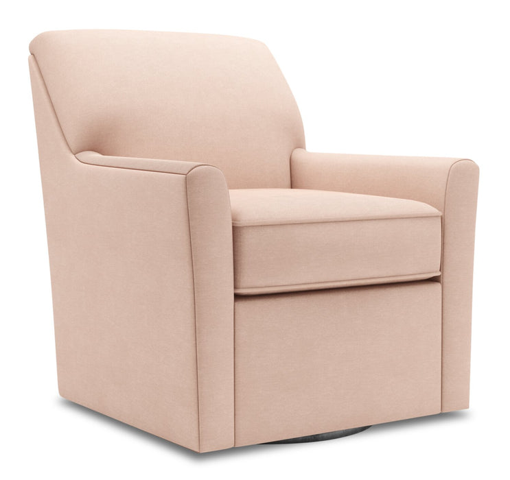 Fauteuil d’appoint pivotant Sofa Lab personnalisable de 31 po fabriqué au Canada en tissu d’apparence lin - rose Pax Rose