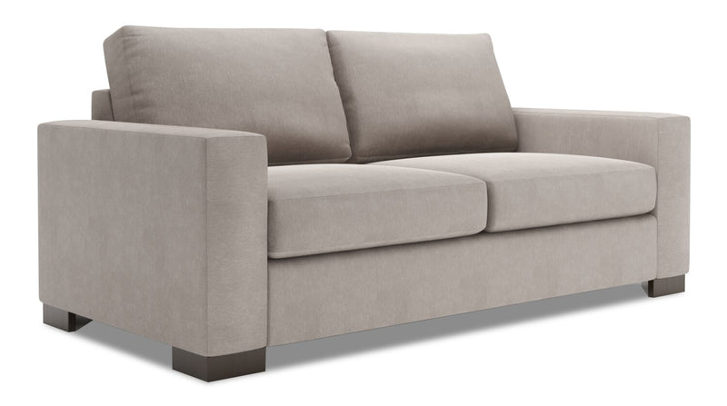 Sofa personnalisable Track de Sofa Lab de 75 po de format condo fabriqué au Canada en tissu d’apparence lin avec accoudoirs rectilignes - gris Pax Slate