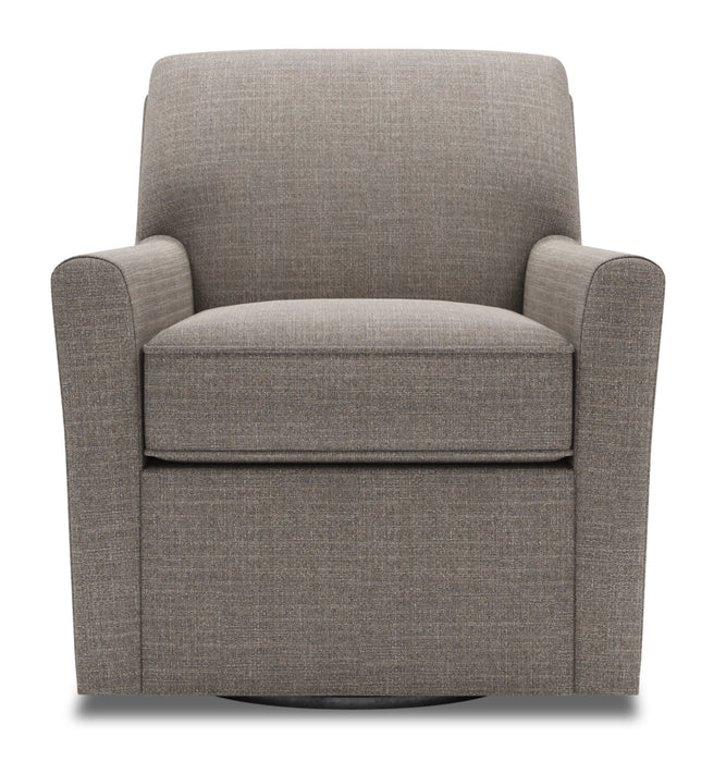 Fauteuil d’appoint pivotant Sofa Lab personnalisable de 31 po fabriqué au Canada en tissu d’apparence lin - gris Luna Smoke