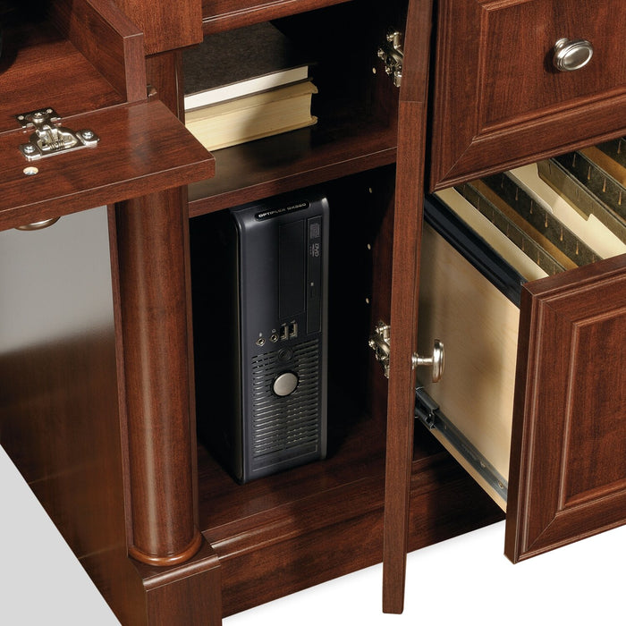 Bureau Palladia de 59,49 po avec crédence et rangement - cerisier raffiné 