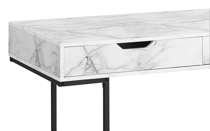 Bureau Butler de 47,25 po à 2 tiroirs - apparence marbre blanc