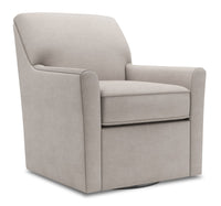  Fauteuil d’appoint pivotant Sofa Lab de 31 po fabriqué au Canada en tissu d’apparence lin - gris Pax Slate 