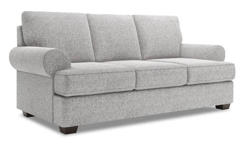 Sofa personnalisable Roll de Sofa Lab de 86 po fabriqué au Canada en tissu d’apparence lin avec accoudoirs enroulés - gris Luna Domino
