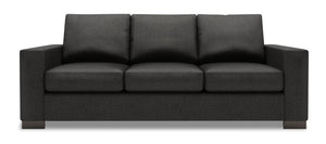 Sofa personnalisable Track de Sofa Lab de 85 po fabriqué au Canada en tissu d’apparence lin avec accoudoirs rectilignes - gris Luna Kohl